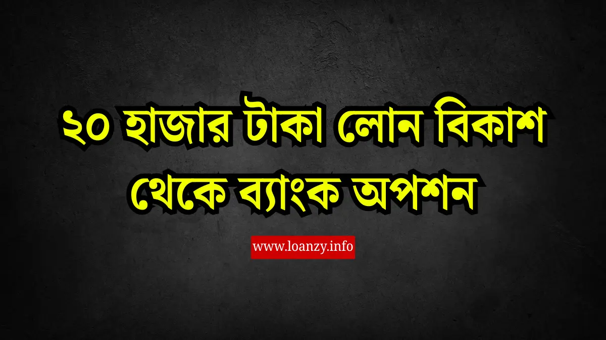 ২০ হাজার টাকা লোন বিকাশ থেকে ব্যাংক অপশন